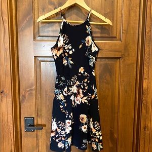 Soprano high neck navy floral dress